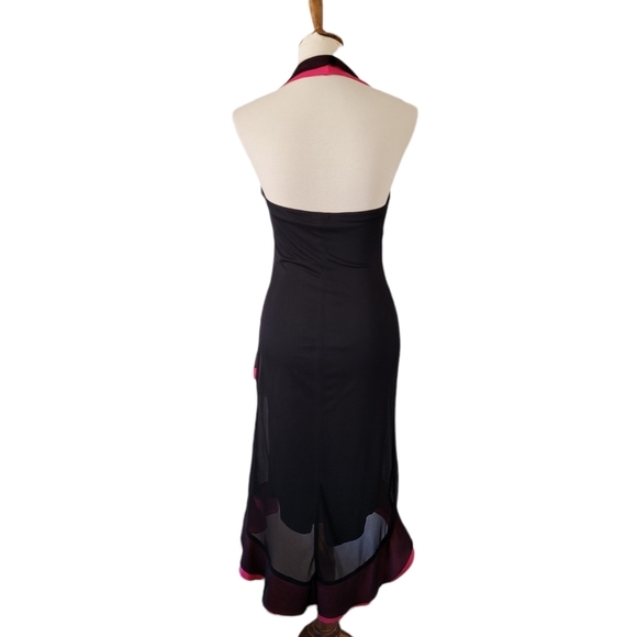 Vintage 80's Does The 40's Black and Neon Pink Lolita High Low Dress‎ - Picture 6 of 6